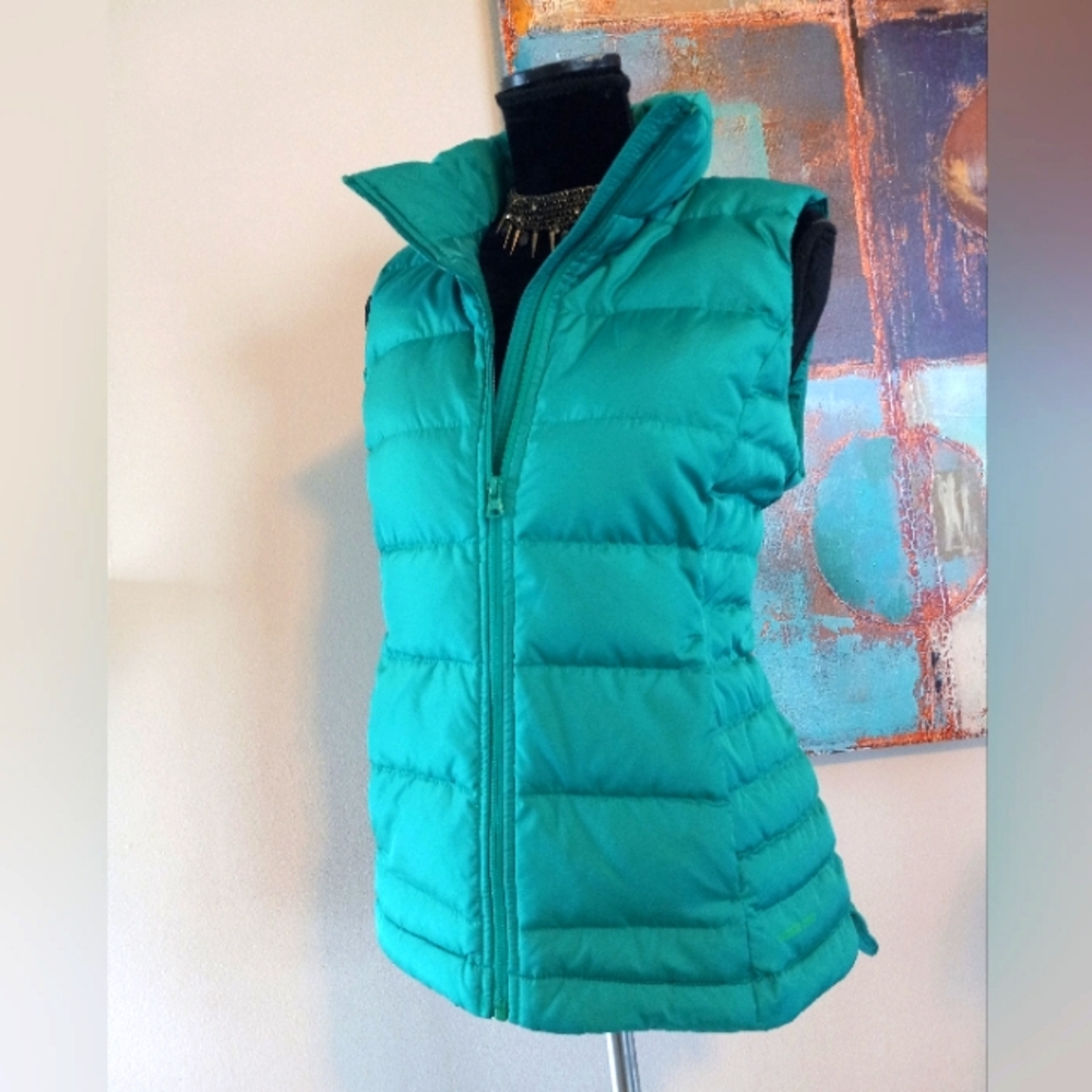 Lands' End Green Allied Feather Down 600 Puffer Vest Size M NWT